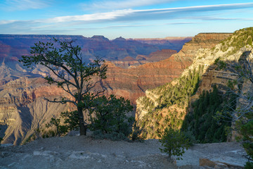hiking the rim trail in grand canyon national park, arizona, usa