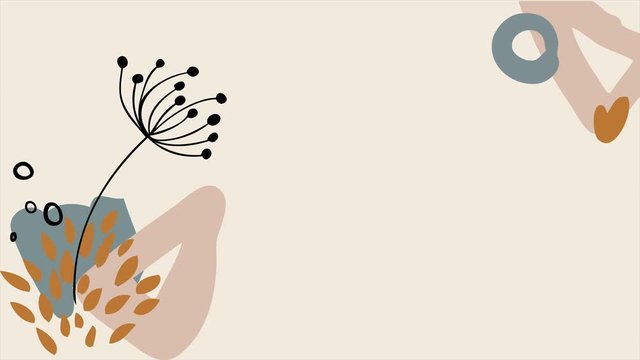 Hand drawn animation floral background isolated on white.  Design animation  backgrounds for social media. Moving flower background  for card, presentation, advertising