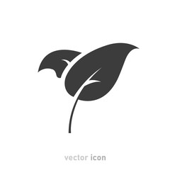 Leaf Icon on white background. Gray icon. Vector