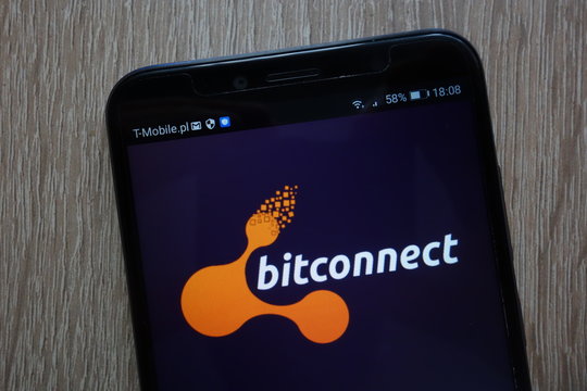 KONSKIE, POLAND - SEPTEMBER 06, 2018: BitConnect logo displayed on a modern smartphone