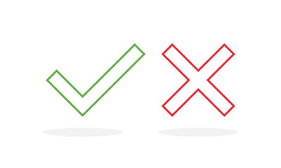 Obraz premium Check box list icons set, green and red color isolated on white background. Yes and No. Vector