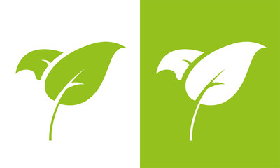 Leaf Icon on white and green background. Green icon. Vector