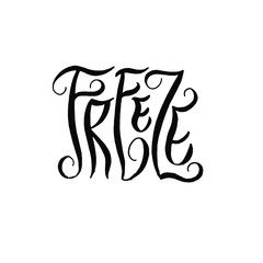 Freeze logotype concept vector illustration. Hand lettered slavic calligraphy imitation.