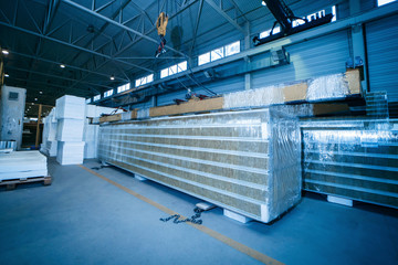 Warehouse with sandwich panels on industrial manufactory workshop