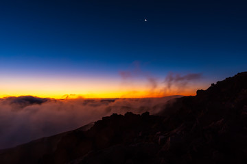 Spectacular golden sunrise on Haleakala volcano on Maui island, Hawaii
