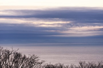 Obraz premium A sight of dawn on the Shonan coast in Kanagawa, Japan.