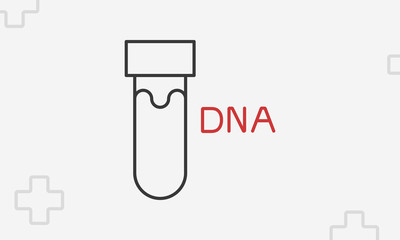 Test tube icon, outline test tube for DNA symbol, thin line vector illustration