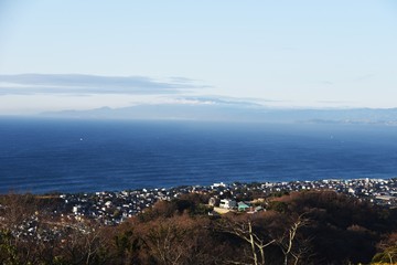 A sight of dawn on the Shonan coast in Kanagawa, Japan.