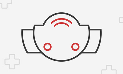 Mask icon, outline respiratory mask symbol, thin line vector illustration