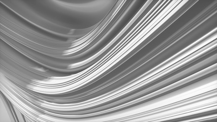 twisted plastic lines, smooth curves, calm shapes, 3d rendering, monochrome