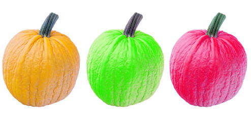 set of colorful pumpkin isolated on white