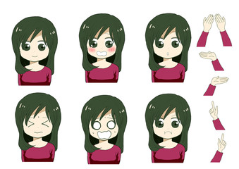 女性表情集２（お手々つき）