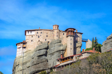 View of a monastery in Meteora Kalabaka Greece, a unique Unesco world heritage site