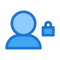 User with padlock sign. User login or authenticate icon in flat style. Account security, protection symbol.