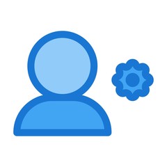 Profile settings icon in flat style. User account configuration options sign. Social media user avatar with cogwheel symbol.