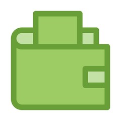 Wallet with cash icon in flat style. Money, payment sign.