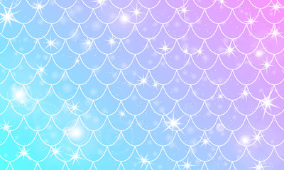 Mermaid kawaii pattern. Fish scale. Vector. © KrikHill