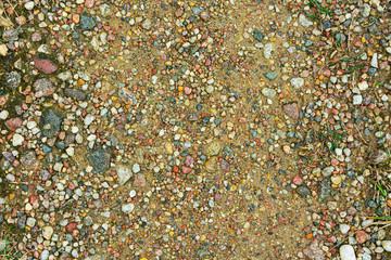 Pebbles stones, texture of sandy road, abstract background