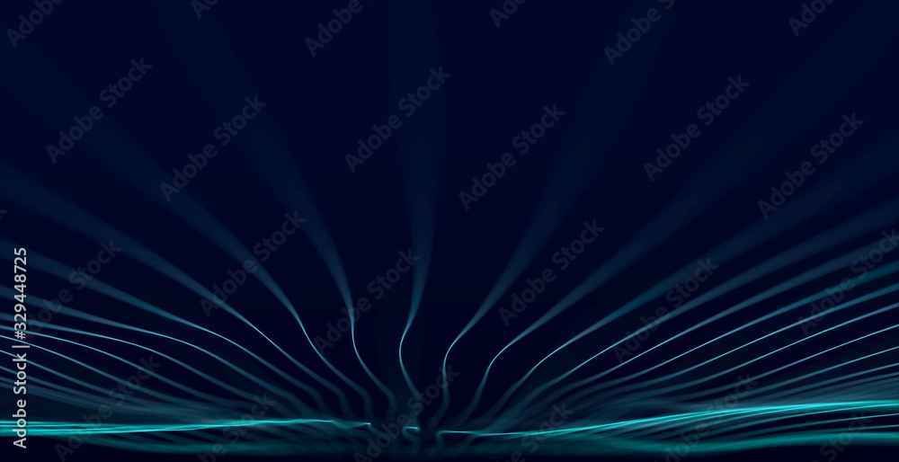 Aufkleber Wave of dots and weave lines. Abstract background. Network connection structure. 3d rendering.