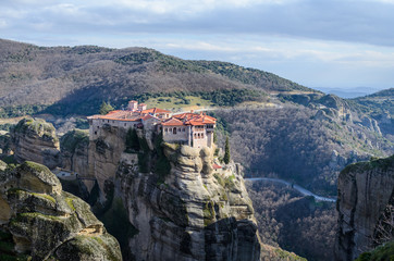 Fototapeta na wymiar View of a monastery in Meteora Kalabaka Greece, a unique Unesco world heritage site
