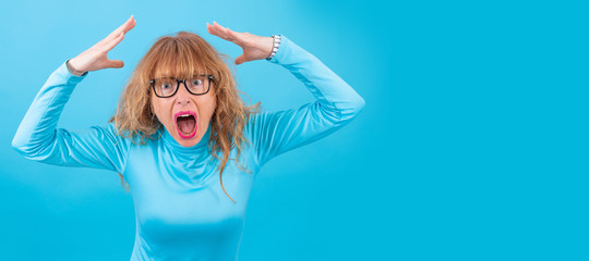 adult woman portrait isolated on color background