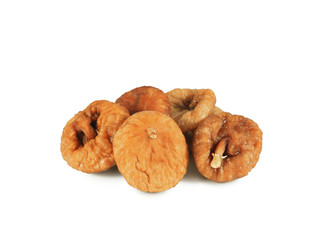 Heap of dried whole fig fruits isolated on white background