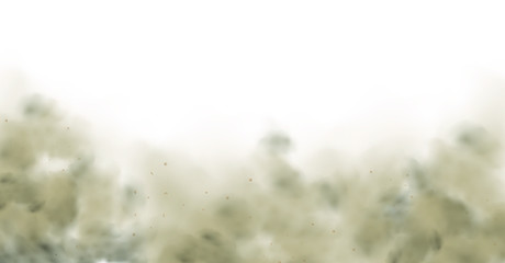 Dust cloud with particles with dirt,cigarette smoke, smog, soil and sand  particles. Realistic vector isolated on transparent background.