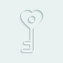 paper key icon with heart. love icon. logo/ simple unlock symbol/ black vector icon set