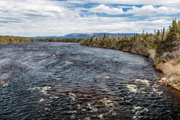 Portland Creek River winds it's way to the Sea. Portland Creek, Newfoundland, Canada