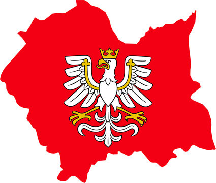 Map and Coat of Arms Withing of the Polish Voivodeship of Lesser Poland