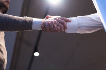 Arab Businessmen's Handshake with American Businessman Descent. Confirmation of Business alliance...