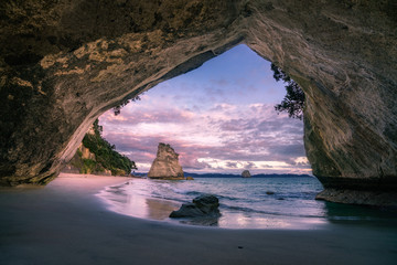 view from the cave at cathedral cove,coromandel,new zealand 9