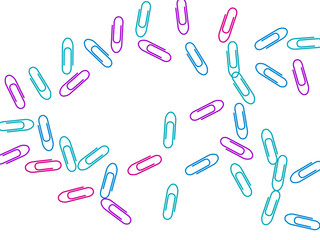 Stationary paperclips isolated on white background