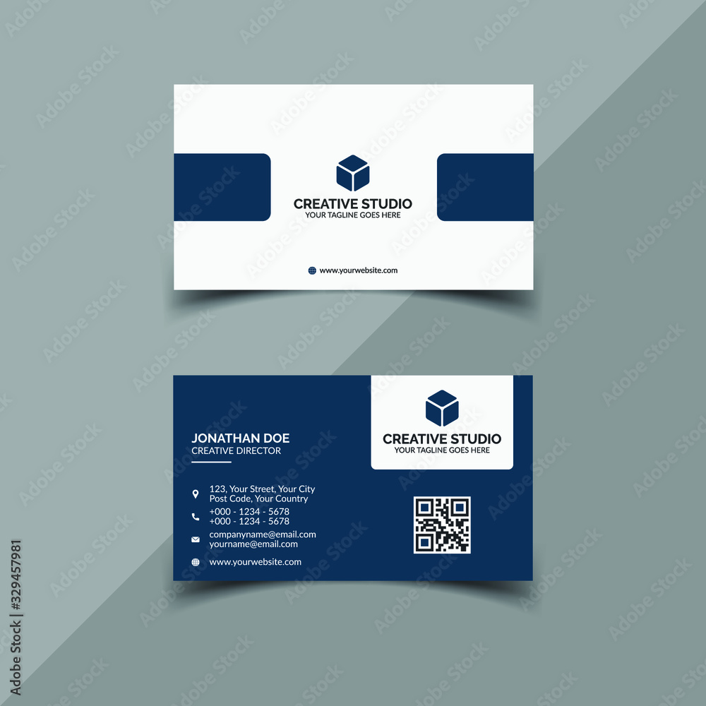 Wall mural blue and white modern business card template