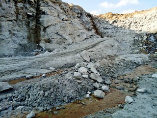 Gypsum and other minerals in the mines that are being drilled,This area has been mined for gypsum and other