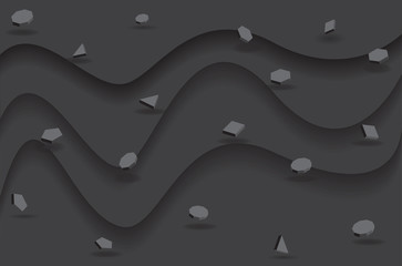 Relief landscape with terraces and polygons. Abstract background with layers