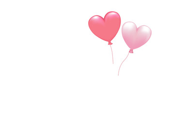 Fototapeta na wymiar Zwei Herz-Luftballons in pink, Vektor illustration isoliert auf weißem Hintergrund