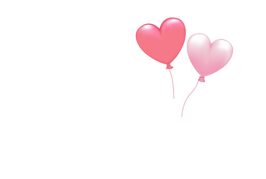 Zwei Herz-Luftballons in pink, Vektor illustration isoliert auf wei&szlig;em Hintergrund