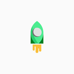 Rocket, spaceship, start up, launch, Game Flat Icon. Sign and symbol for website and Mobile application. Vector illustration.