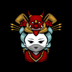 geisha mascot logo vector illustration