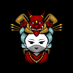 geisha mascot logo vector illustration