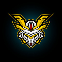 robotic head mascot logo design