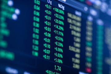 Stock exchange market chart, Stock market data on LED display. Business analysis concept.
