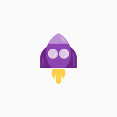 Rocket, spaceship, start up, launch, Game Flat Icon. Sign and symbol for website and Mobile application. Vector illustration.