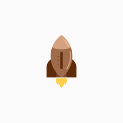 Rocket, spaceship, start up, launch, Game Flat Icon. Sign and symbol for website and Mobile application. Vector illustration.