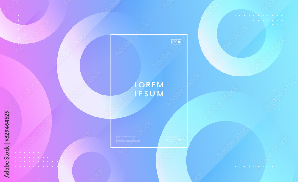 Poster Minimal geometric trendy background. Dynamic circle shapes composition. Light backdrop.