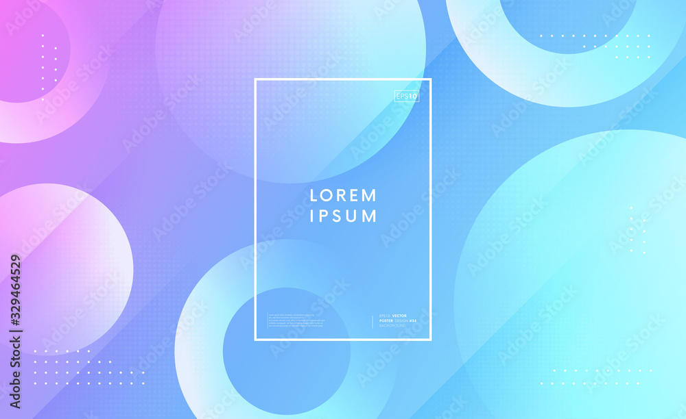Poster Minimal geometric trendy background. Dynamic circle shapes composition. Light backdrop.