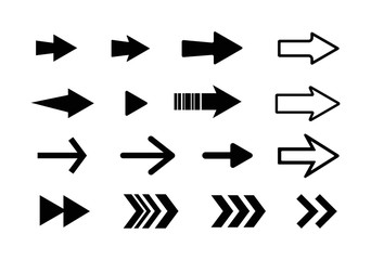 Isolated black vector arrows collection. Set of cursors. Arrow icon.