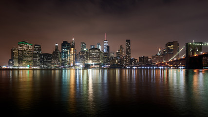 Obraz premium Dolny Manhattan, panoramę Nowego Jorku w nocy