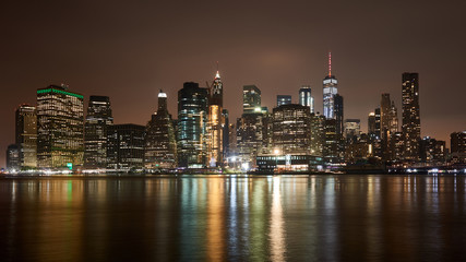 Fototapeta na wymiar Lower Manhattan skyline, New York skyline at night